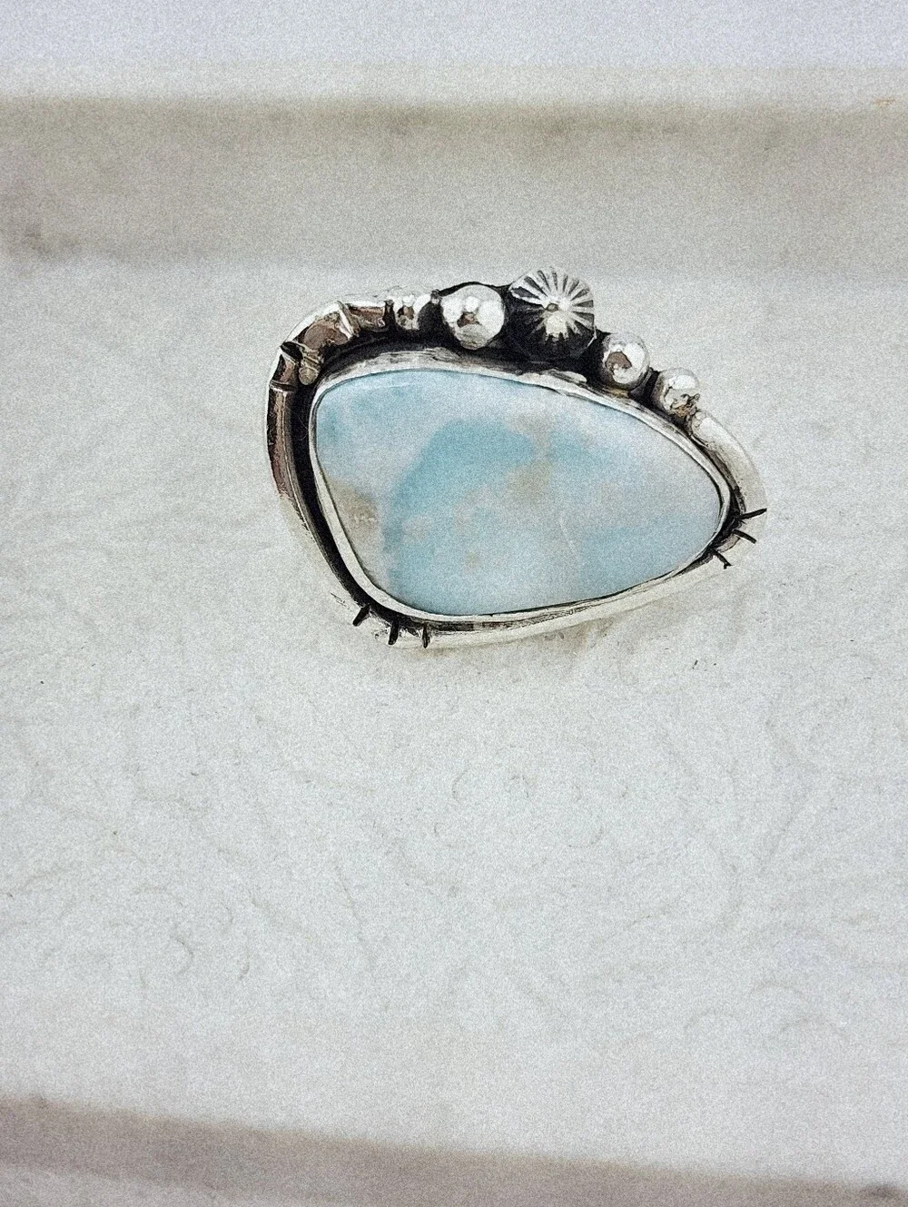 LARIMAR RING HANDMADE IN STERLING SILVER UNISEX SIZE 9